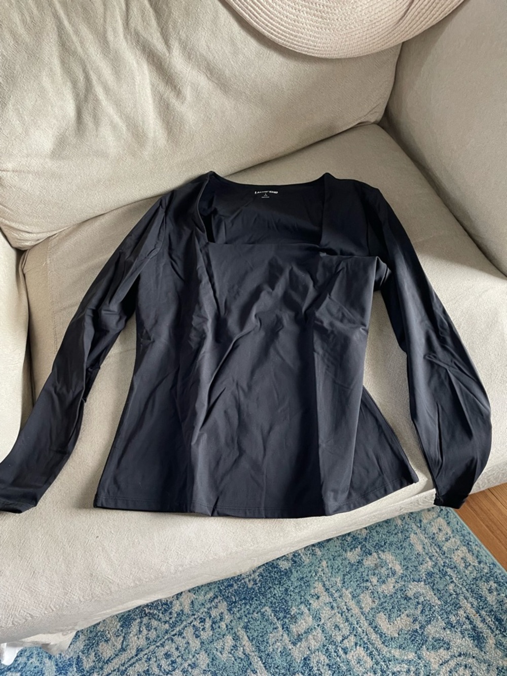 Lands End Square neck l/s Top NWOT Sz L